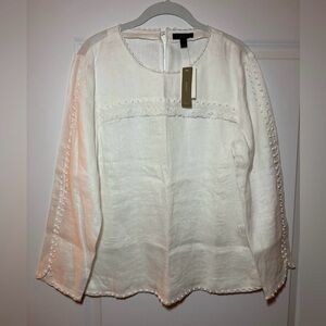 NWT BRAND NEW J CREW white linen blouse women's
